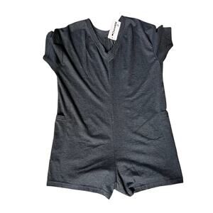 Romper by CharmWM. Gray with Side Pockets. No Size on Product. Measurements inc